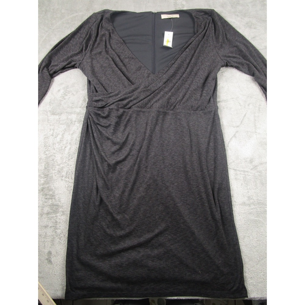 Loft Dress Womens XL Gray Wrap Long Zip Business Preppy NWT